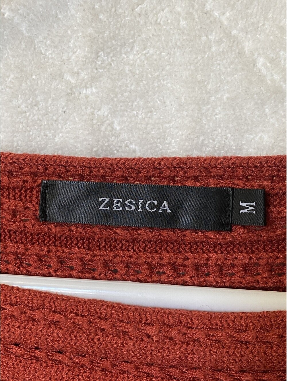 ZESICA M Medium Crew Neck Lantern Long Sleeve Ribbed Knit Sweater Viscose Orange - Picture 7 of 7